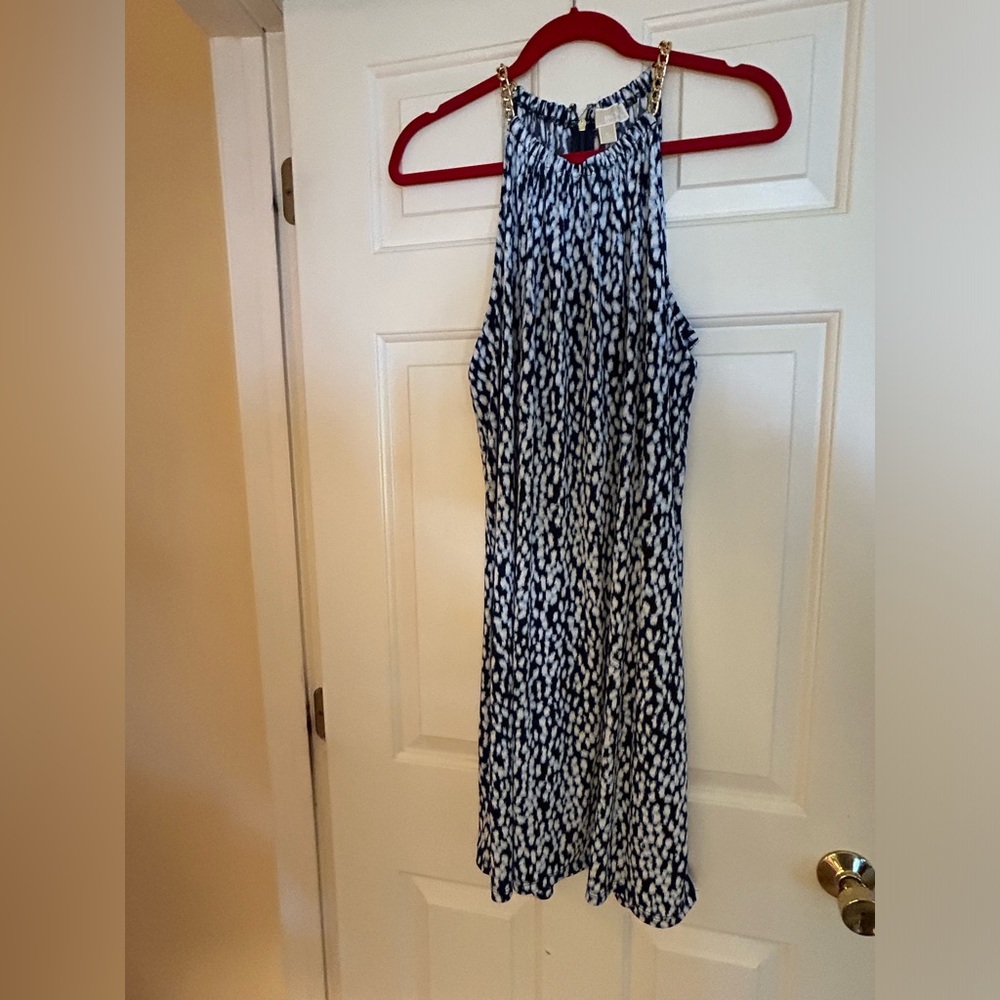 NWOT Michael Kors sleeveless blue and white dot dress.  XL. - Picture 4 of 5